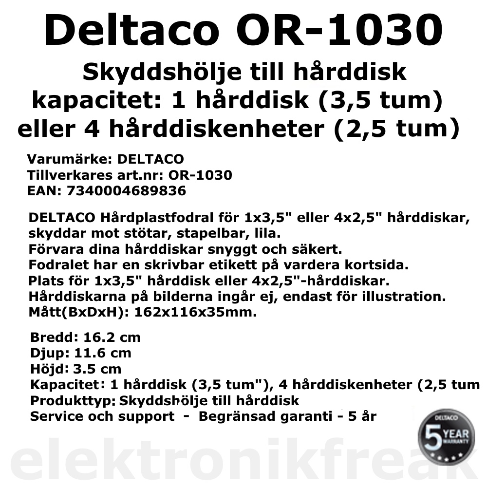 DELTACO h&aring;rddiskfodral skyddsfodral